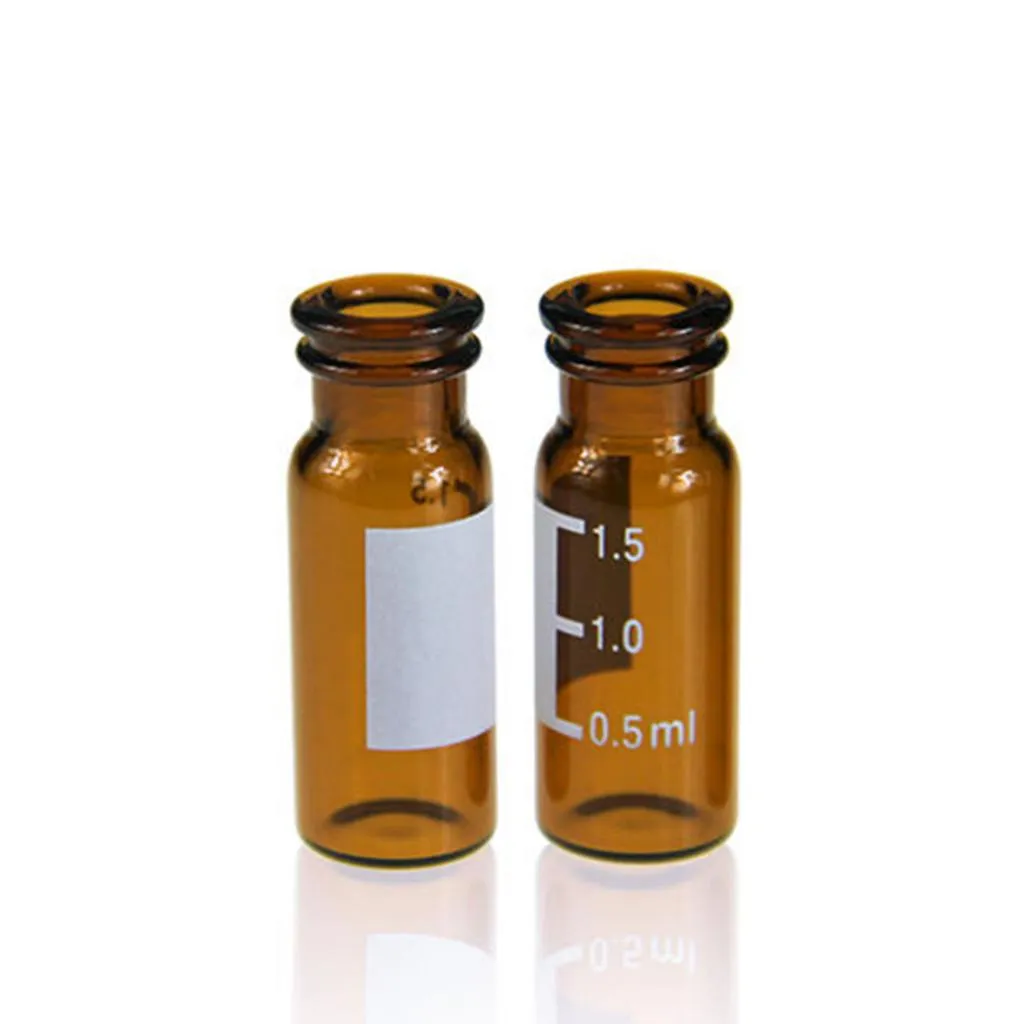 2mL Amber Glass Flat Base 11mm Snap Vial Wide Opening with Label. .Thumbnail 1