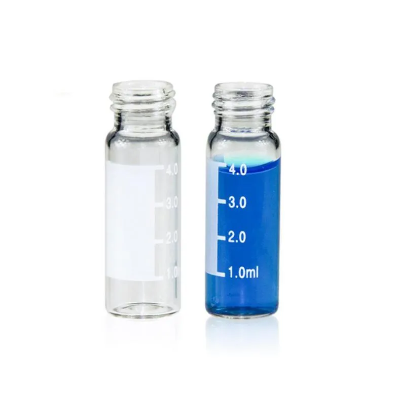 4mL Clear Glass 15x45mm Flat Base 13-425 Screw Thread Vial with Label,Thumbnail 1