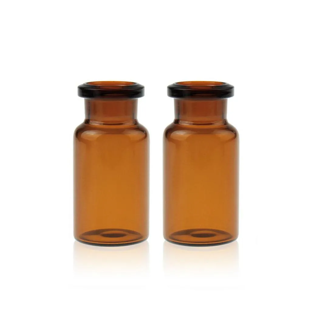 10mL Amber Glass 22.5x46mm Crimp Headspace Vial. 20mm Beveled Edge. Flat Bottom.Thumbnail 1