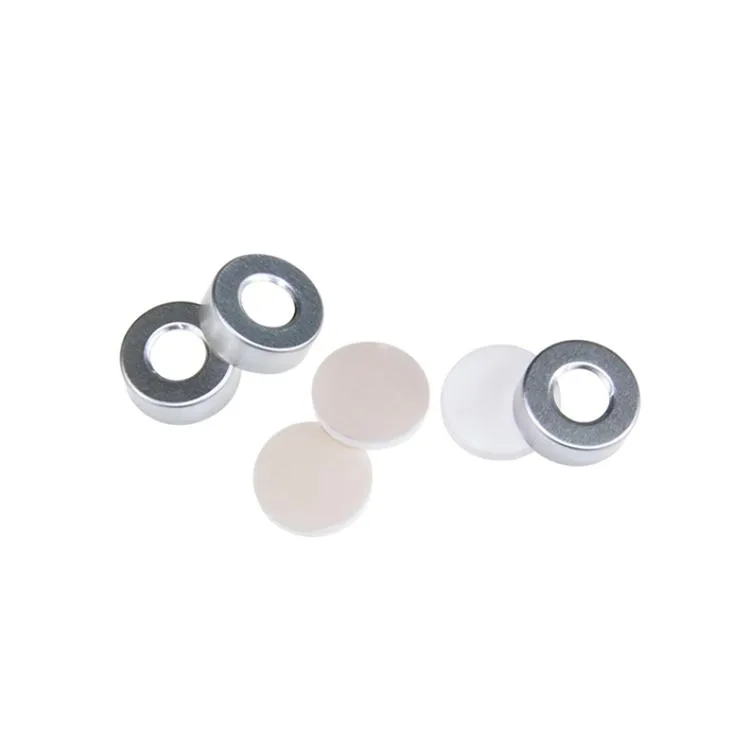 20mm Open Top Aluminum Crimp Cap  with 20mm Natural PTFE/White Silicon Septa, 3.0mm Thick.Thumbnail 1