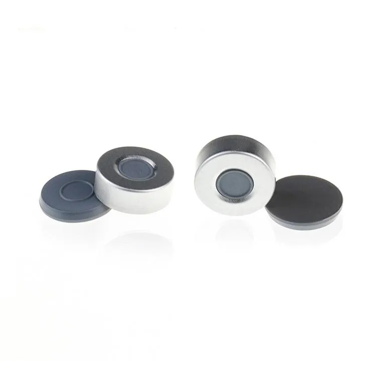 20mm Open Top Aluminum Crimp Cap  with Moulded Grey PTFE/Butyl Septa one ring 3.0mm Thick.Thumbnail 1