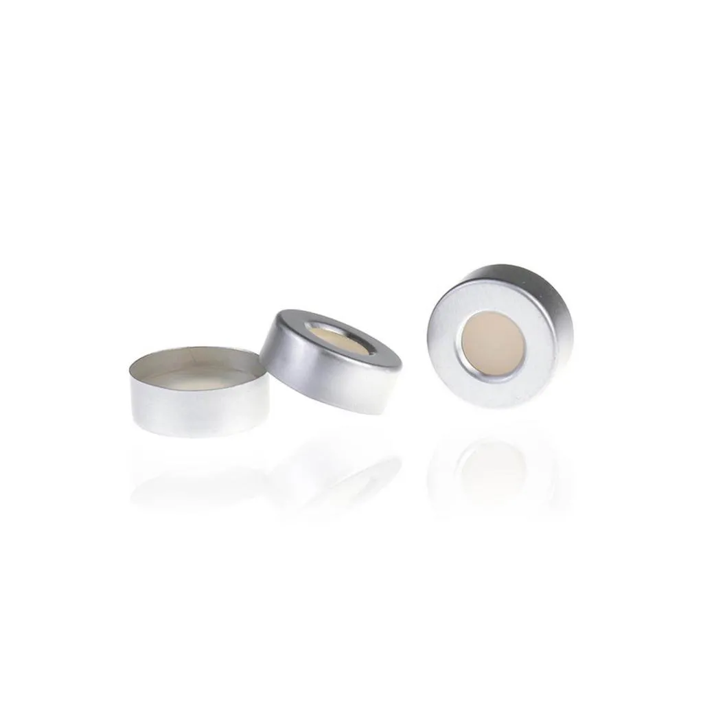 20mm Open Top Aluminum Crimp Cap  with 20mm Natural PTFE/Natural Silicon Septa, 3.0mm Thick.Thumbnail 1