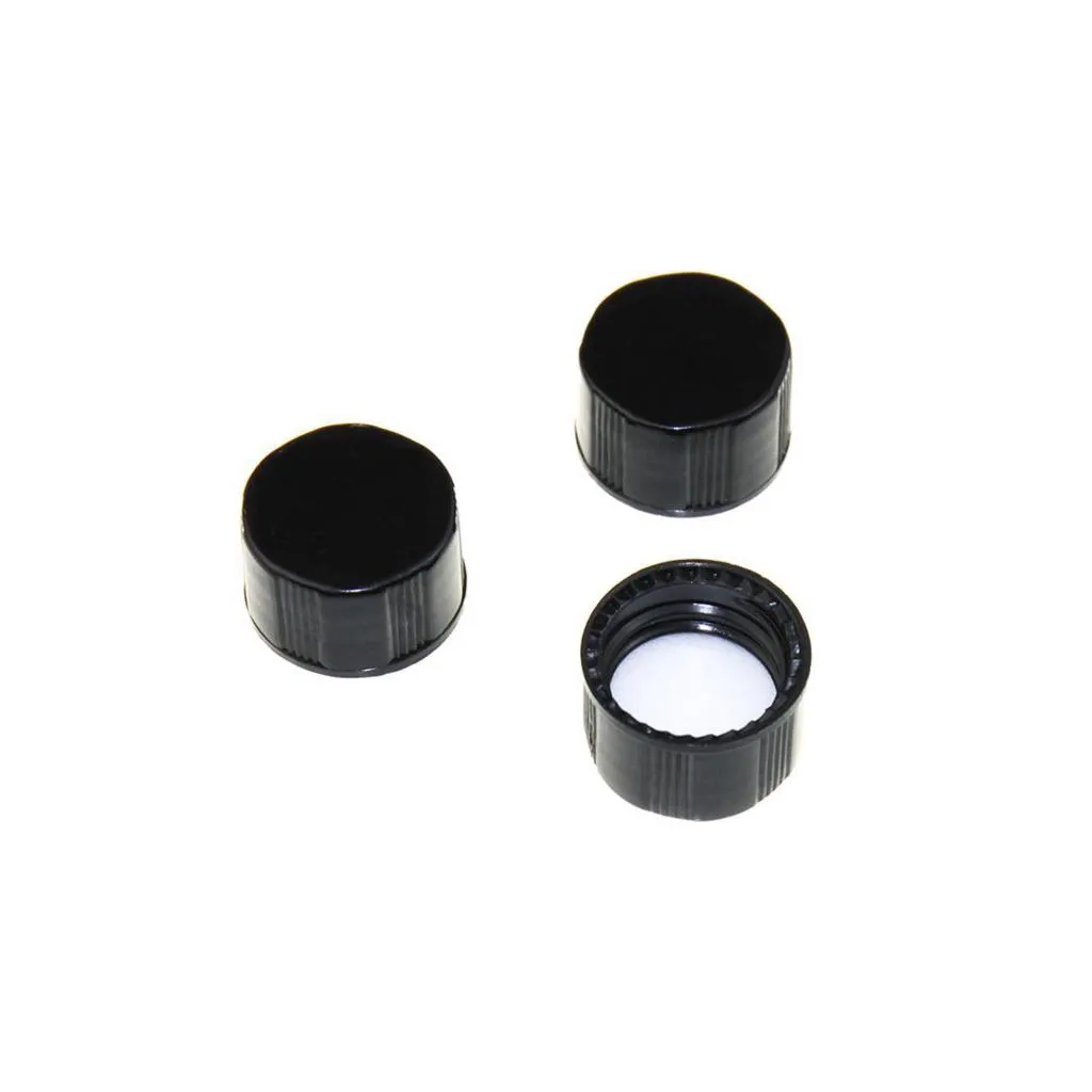 13-425 Black Closed PP Top Cap, with White PTFE/Red Silicone Septa 1.0mm Thick.Thumbnail 1