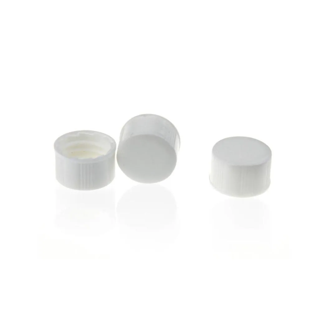 13-425 White Closed PP Top Cap, with White PTFE/Red Silicone Septa 1.0mm Thick.Thumbnail 1
