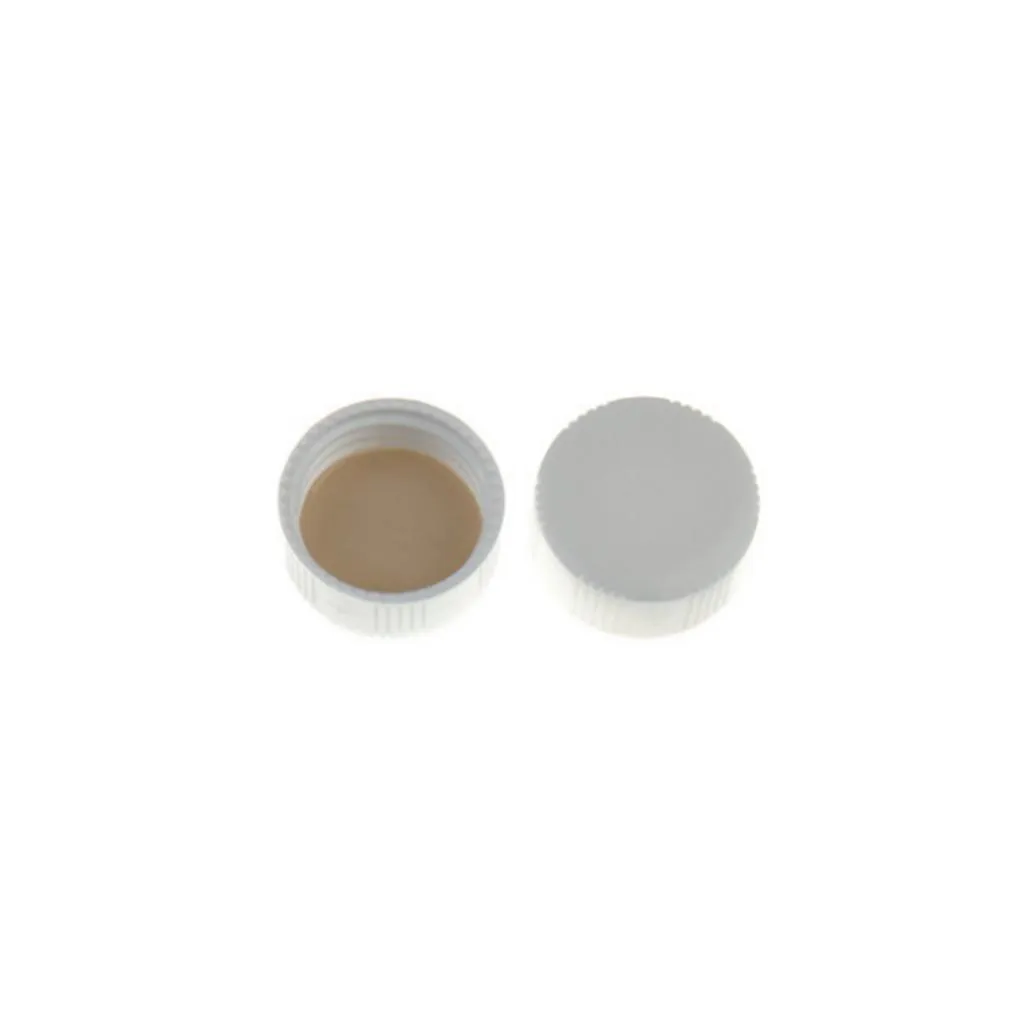 24-400 White Closed PP Top Cap, with Natural PTFE/White Silicone Septa 1.5mm Thick.Thumbnail 1