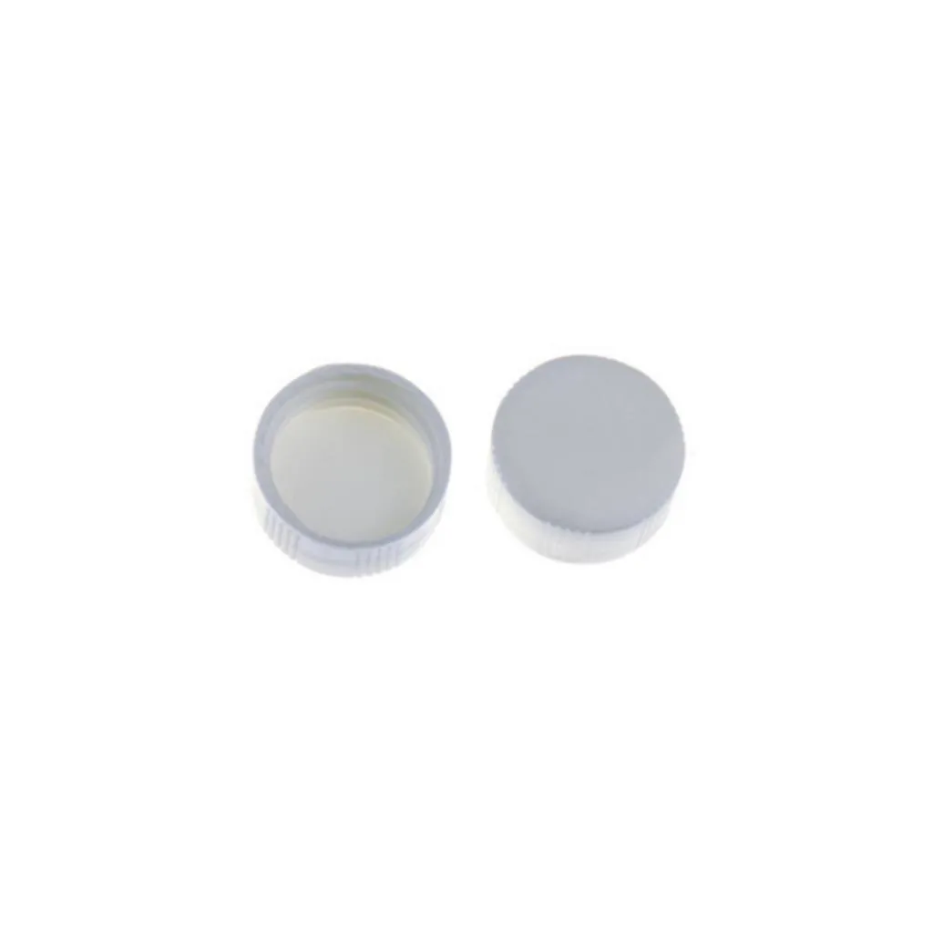 24-400 White Closed PP Top Cap, with White PE Septa 1.0mm Thick. .Thumbnail 1