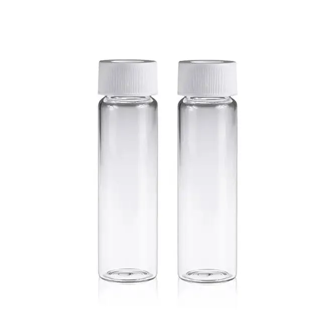 40mL 27.5x95mm Clear Glass EPA/TOC Vial 24-400 White Open Top PP Screw Cap with 22mm Natural PTFE/White Silicone 3.0mm thick Septa .Thumbnail 1