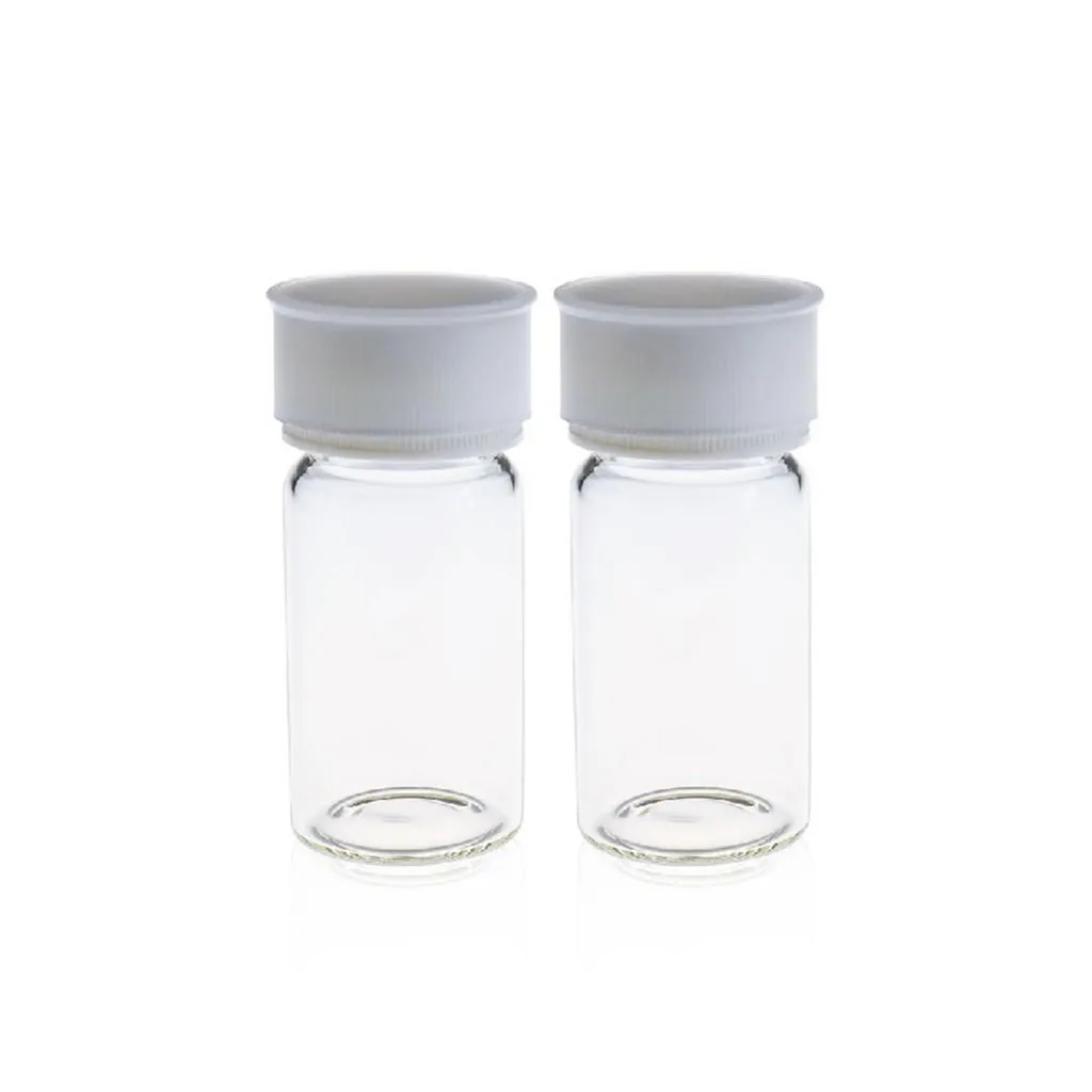 20mL 27.5x57mm Clear Glass EPA/TOC Vial 24-400 White Open Top PP Screw Cap with 22mm Natural PTFE/White Silicone 3.0mm thick Septa  and Dust Cover.Thumbnail 1