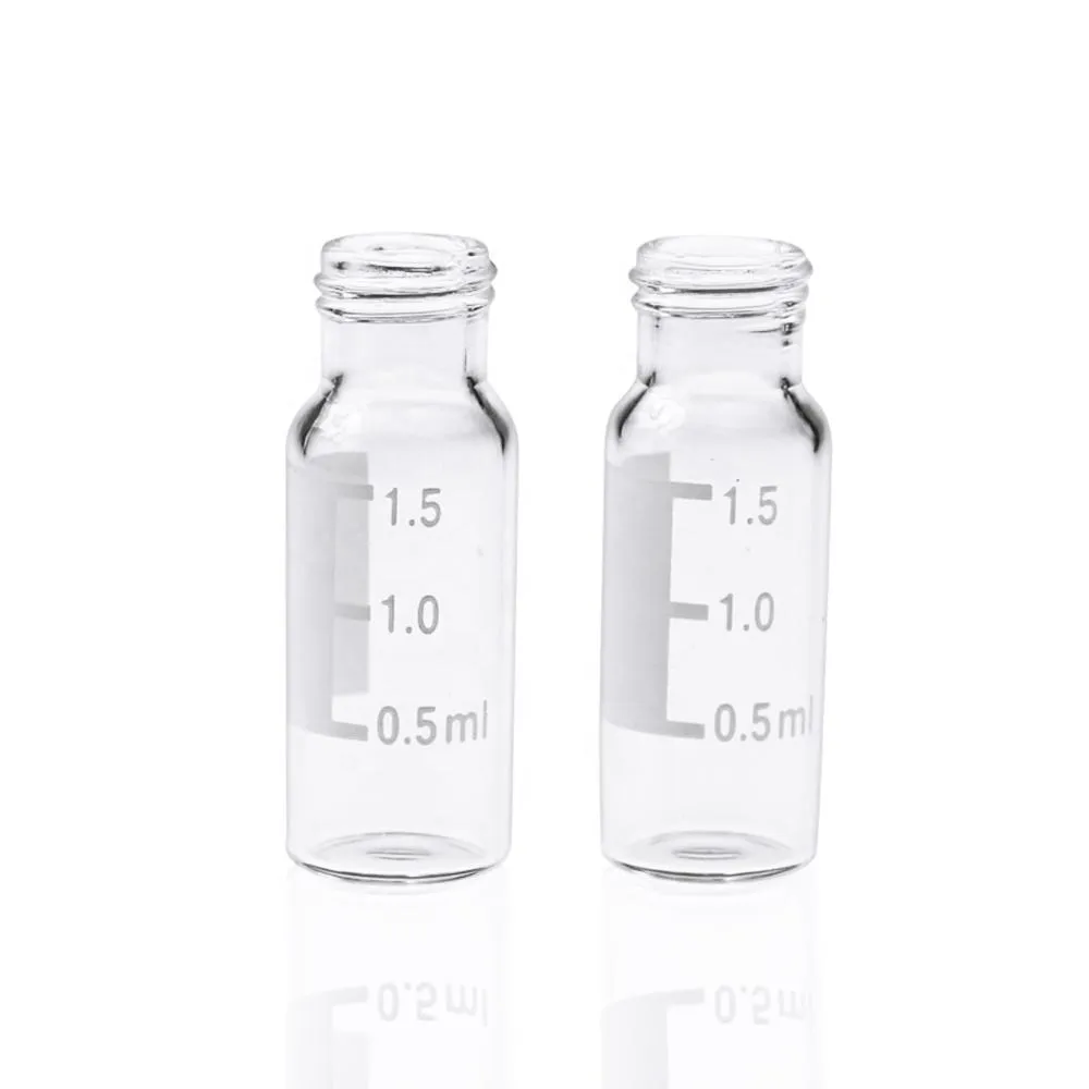 2mL Clear Glass 12x32mm Flat Base 9-425 Screw Thread Vial with Label.Thumbnail 1