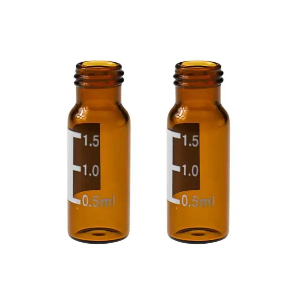 2mL Amber Glass 12x32mm Flat Base 9-425 Screw Thread Vial with Label.Thumbnail 1