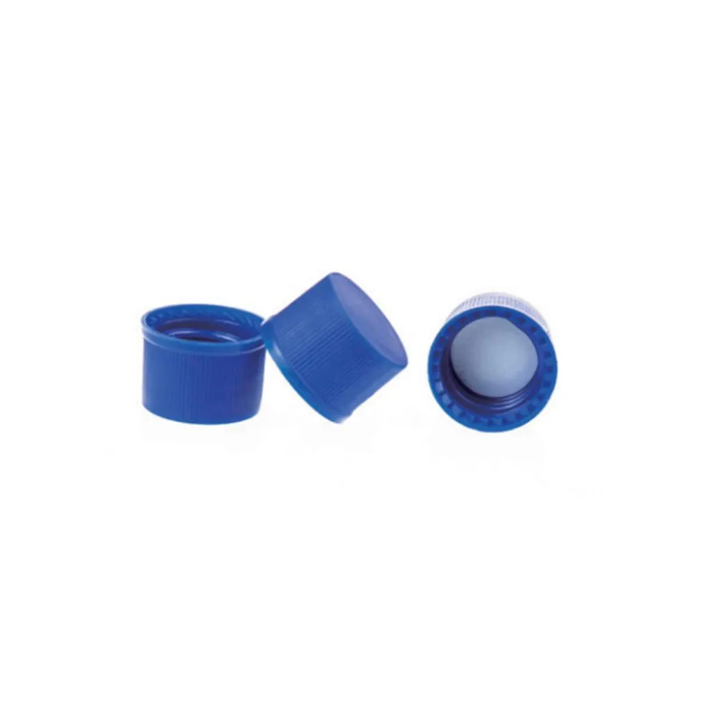 9-425 Blue Smooth Closed PP Top Cap, with White PE Septa 1.0mm Thick. .Thumbnail 1
