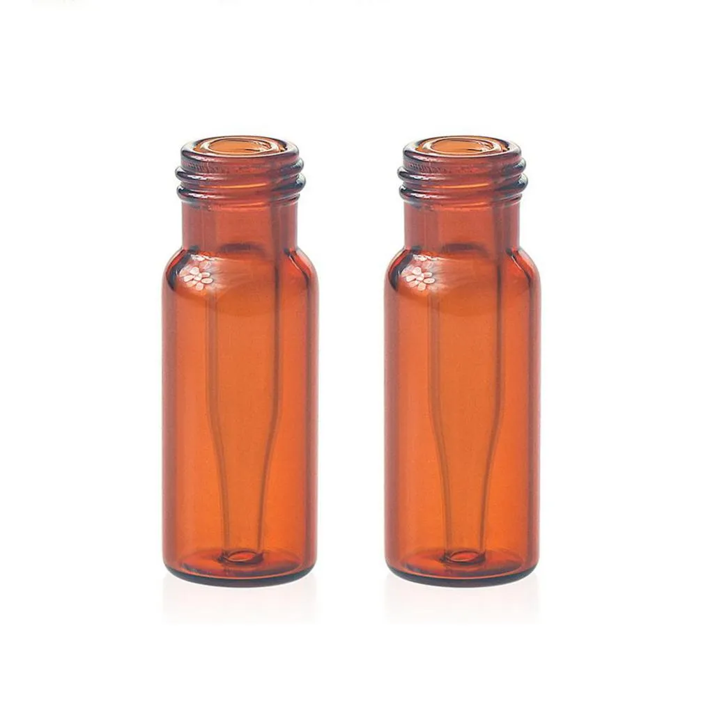 2mL 12x32mm Amber 9-425 Screw Thread Vial Bottom with Integrated 0.2 ml Glass Micro-insert no Label.Thumbnail 1