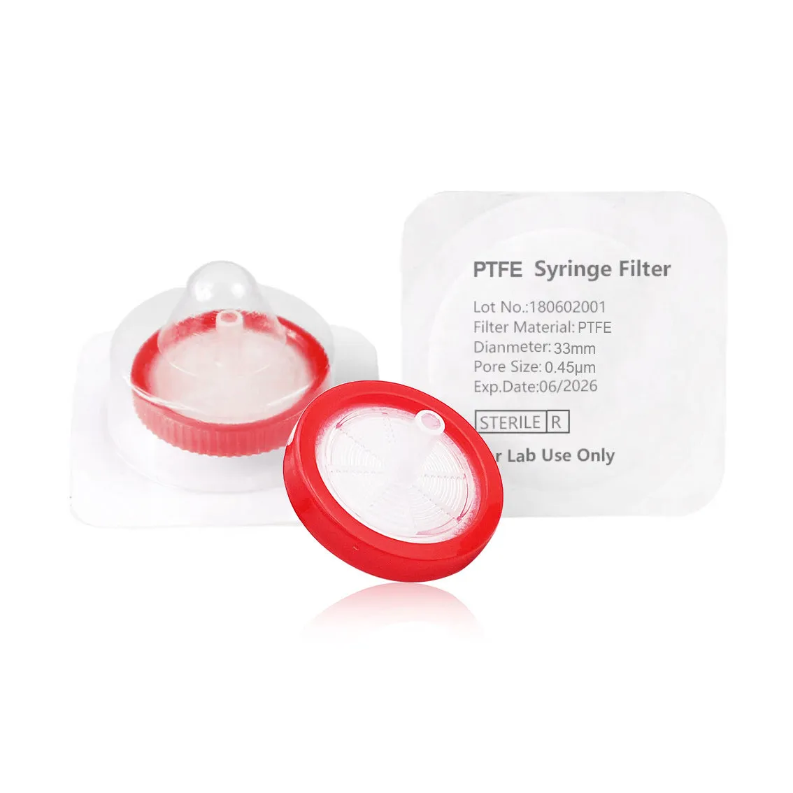 Syringe Filter, Hydrophobic PTFE, Sterile, Dia. 33mm, Pore 0.45µmThumbnail 1